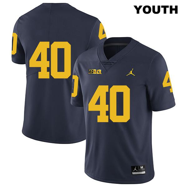 Youth NCAA Michigan Wolverines Ryan Nelson #40 No Name Navy Jordan Brand Authentic Stitched Legend Football College Jersey UE25X48GK